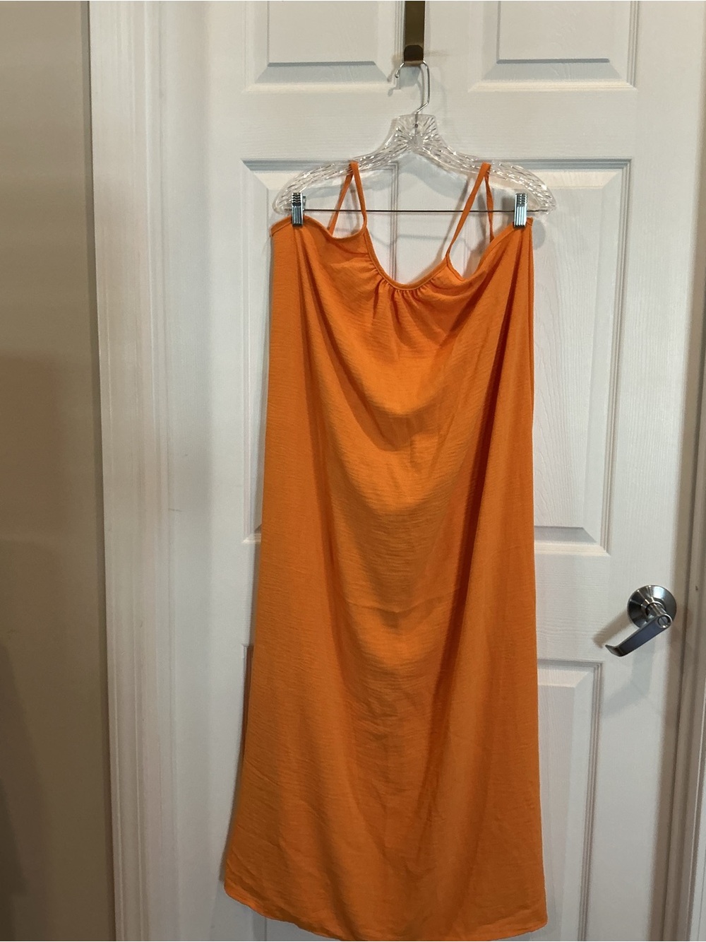 Bright Orange Slip Dress with Spaghetti Straps